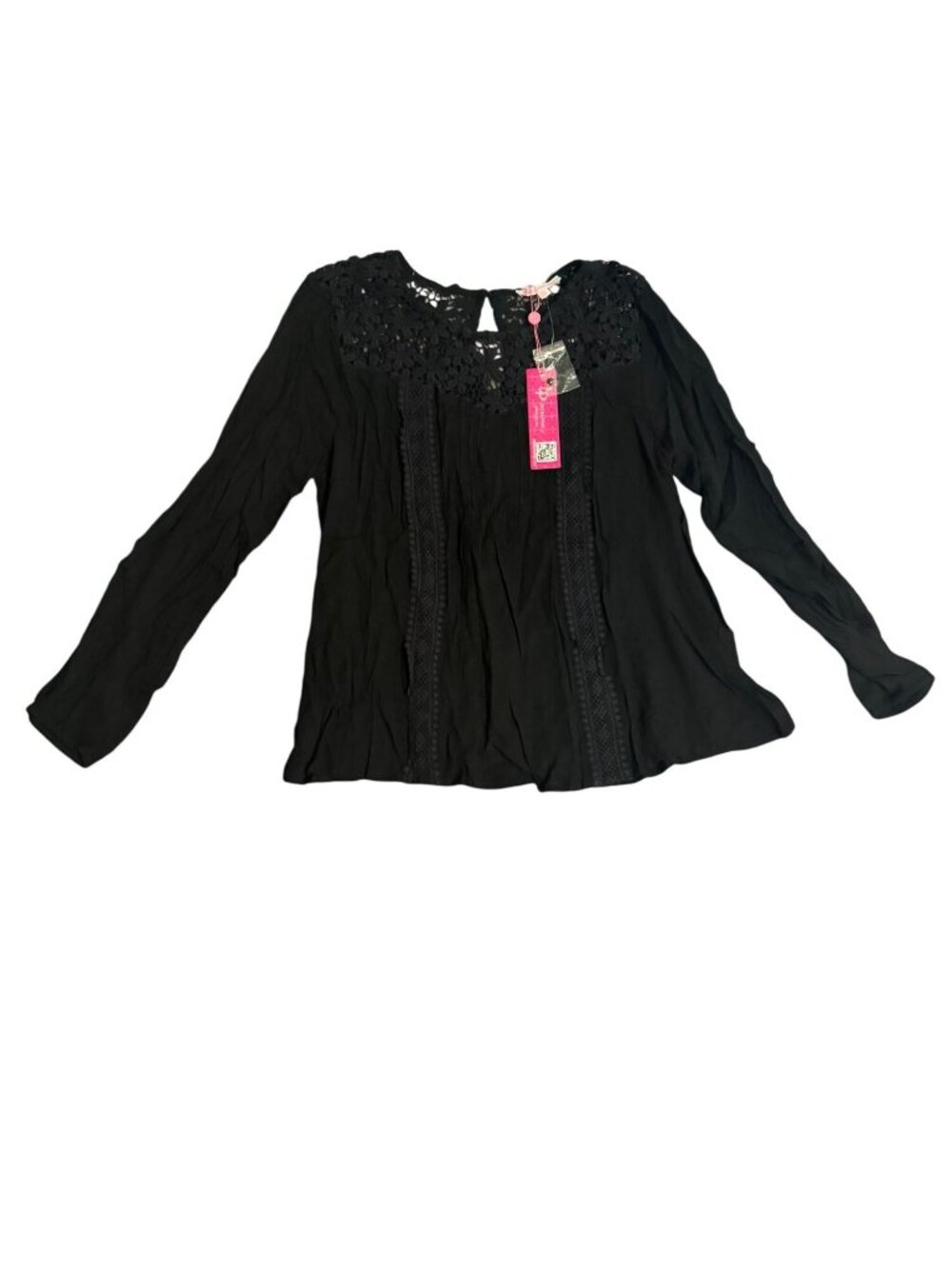 Ultrapink Black Lace Trim Blouse Size L with Tags